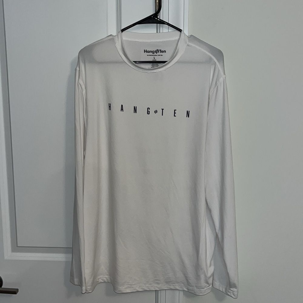 New 50+ UPF White Hang Ten LS rashie rashguard swim surf surfer dude board Shirt